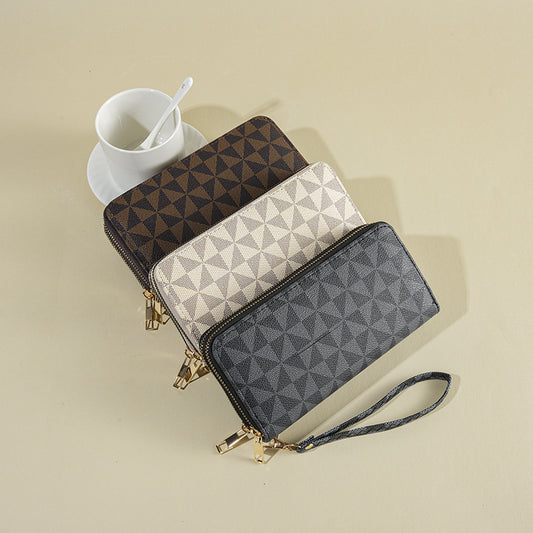 Printed pu wallet mobile phone bag