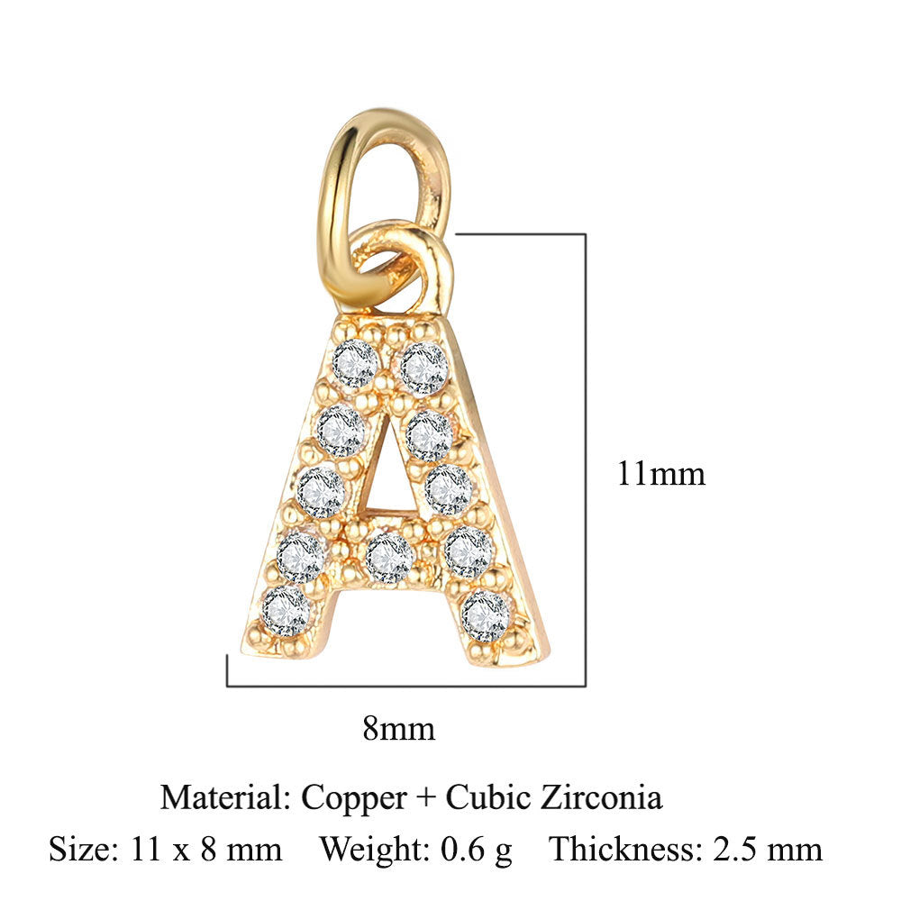 Copper zircon yellow gold letter pendant.