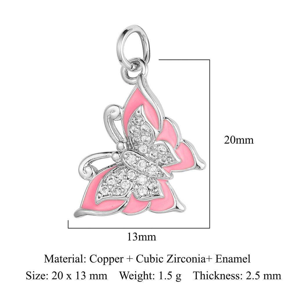 Butterfly Moon Rabbit Copper Zircon DIY Pendant