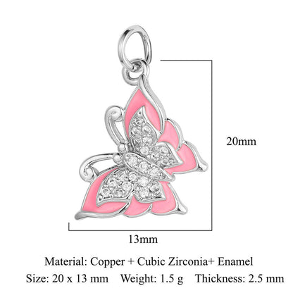 Butterfly Moon Rabbit Copper Zircon DIY Pendant