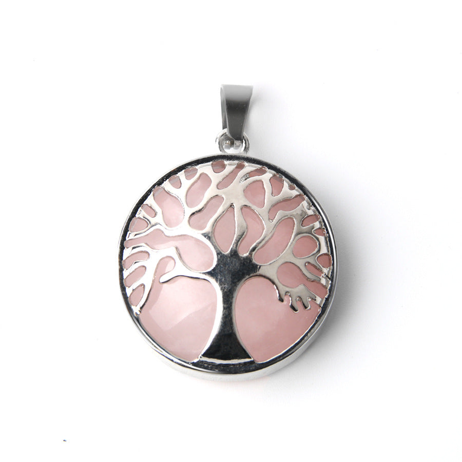 Crystal Tree of Life Round Pendant