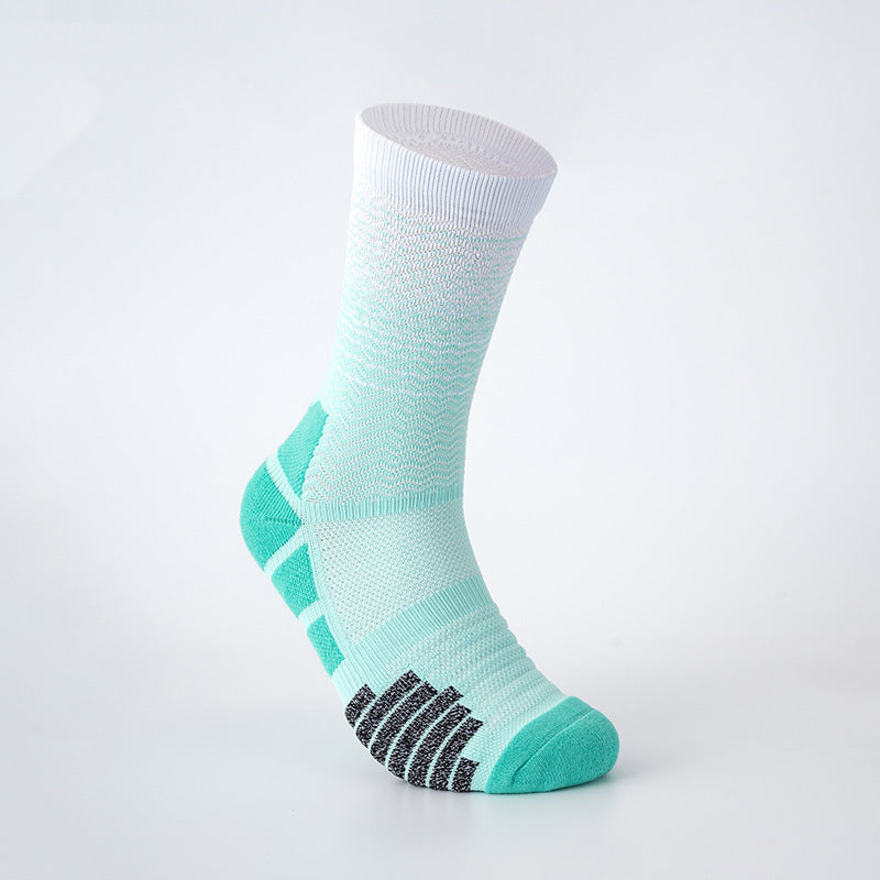 Mid-Length Basketball Socks Thick Gradient Color