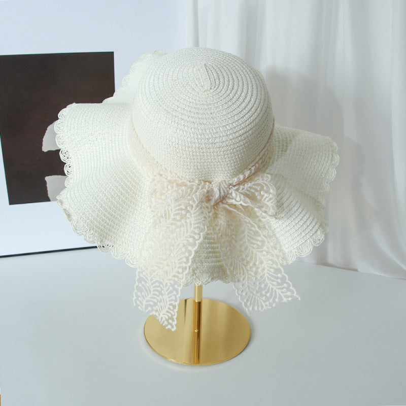 Lace Hat Trend Summer Sun Bow Wide Brim Beach