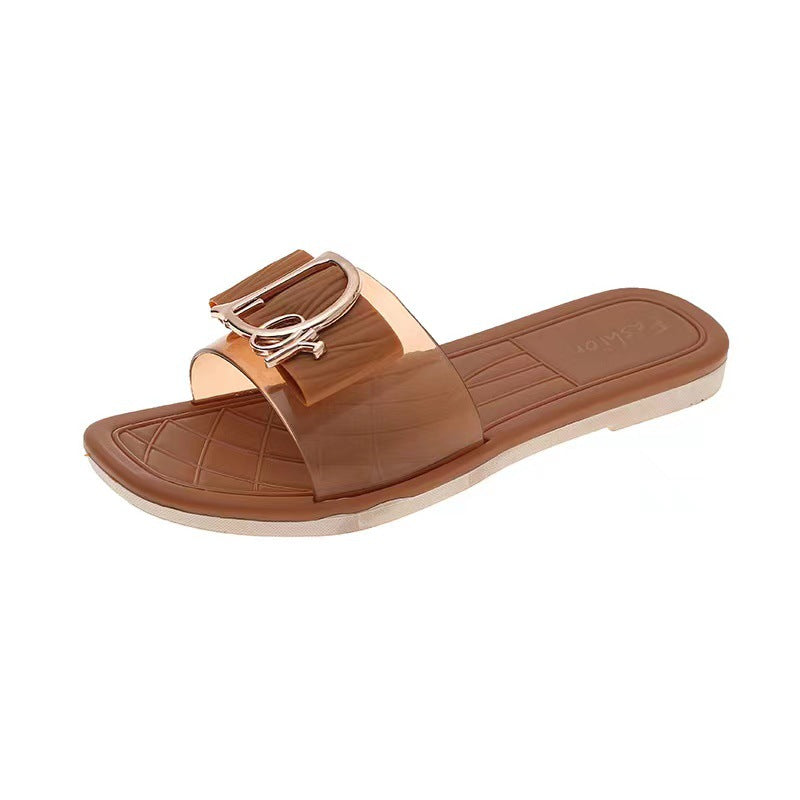 Popular slippers women's metal buckle