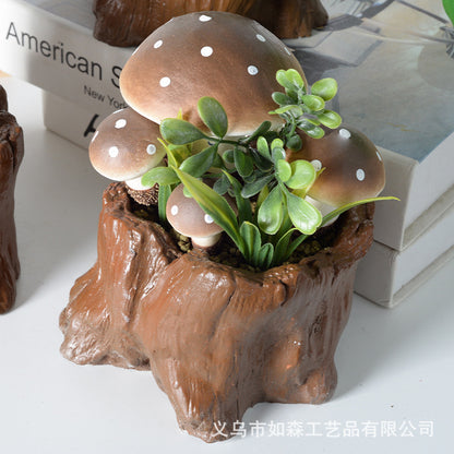 Simulation large tree stump mushroom bonsai