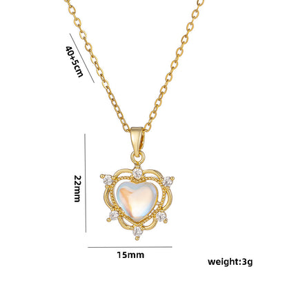 Hot-selling vintage moonstone heart necklace, Yiwu jewelry