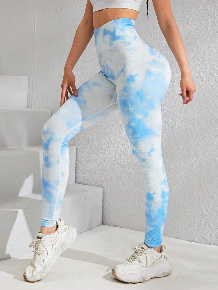 Pantalones de yoga sin costuras con efecto tie-dye 