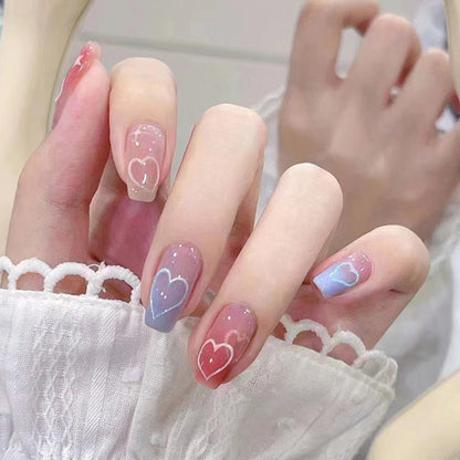 Gradient Ballet Heart Star Nails