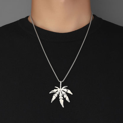 Hip Hop Wind Star Titanium Steel Pendant Wing Necklace