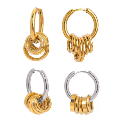 Titanium steel earrings with gold-tone hoop