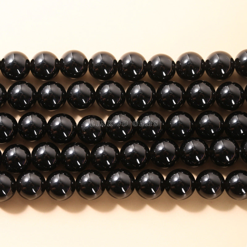 Natural black gold obsidian, round beads loose beads