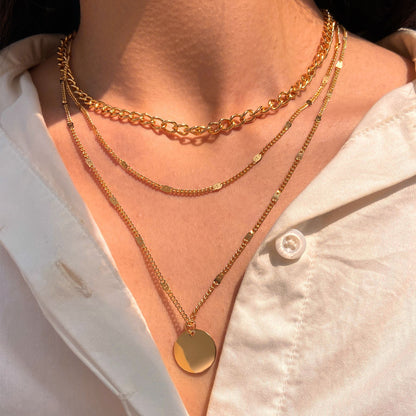 Copper chain gold multi-layered necklace