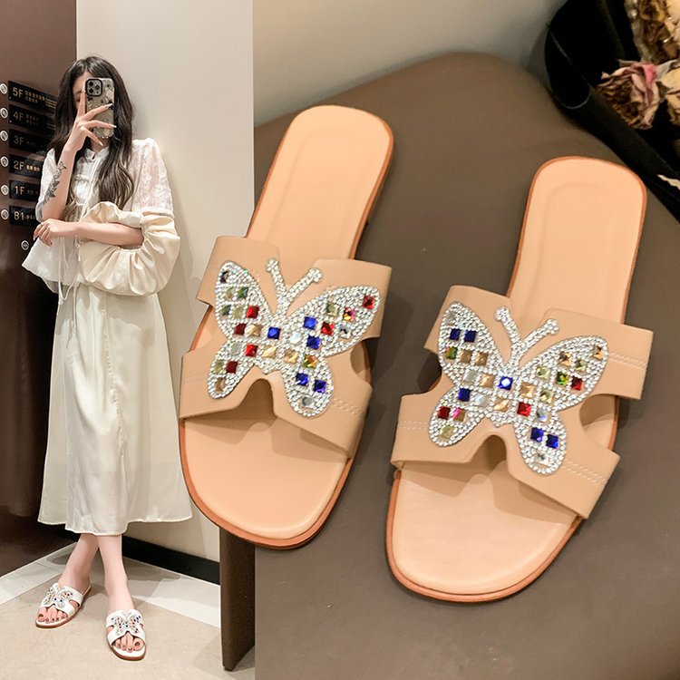 Candy Butterfly Rhinestone Slippers