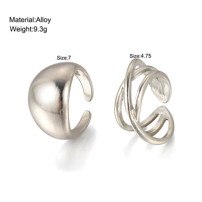 Cross-Twist Metal Open Ring Set