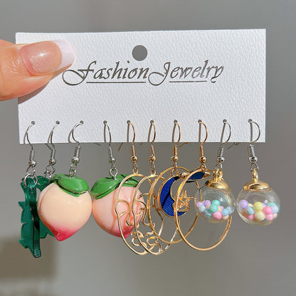 Colorful acrylic earrings set 5 pieces