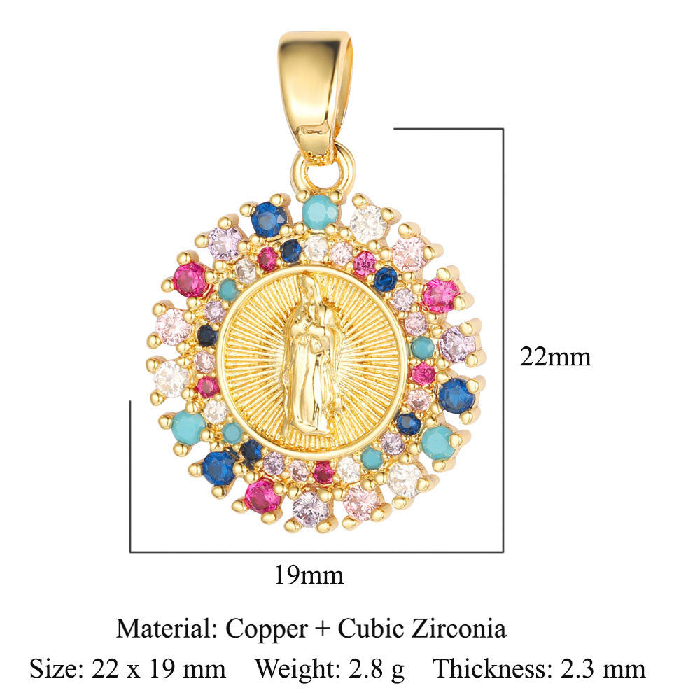 Copper zircon Virgin Mary pendant pendant