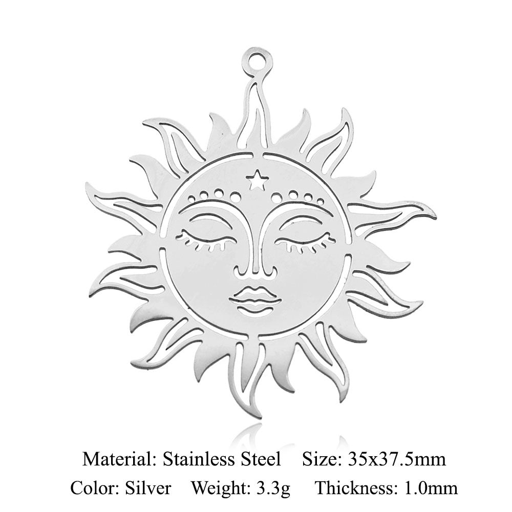 5 pcs/pack Sun Sunrise Titanium Steel Pendant