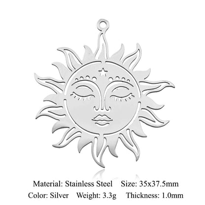 5 pcs/pack Sun Sunrise Titanium Steel Pendant