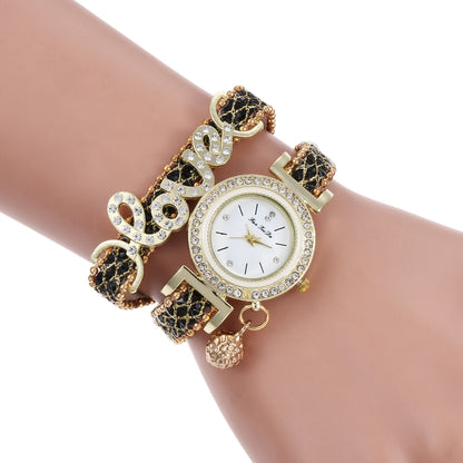 Korean Style LOVE Rhinestone Women's Watch