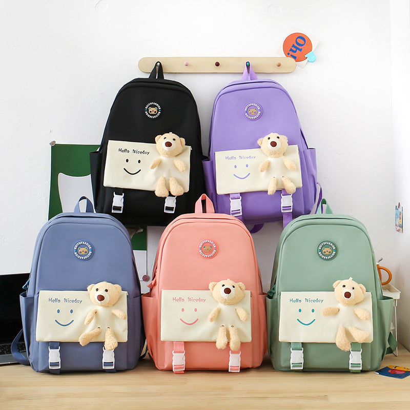 Cartoon bear doll casual backpack