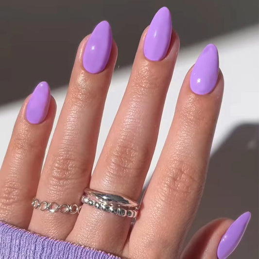 Light Purple Almond Detachable Fake Nails