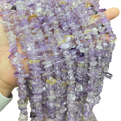 5-8Mm natural purple yellow crystal gravel porous loose beads