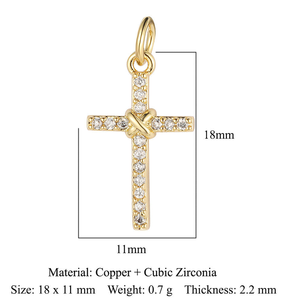 Cross Star Moon Copper Zircon Pendant