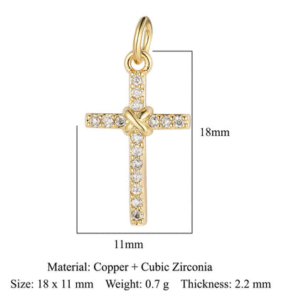 Cross Star Moon Copper Zircon Pendant