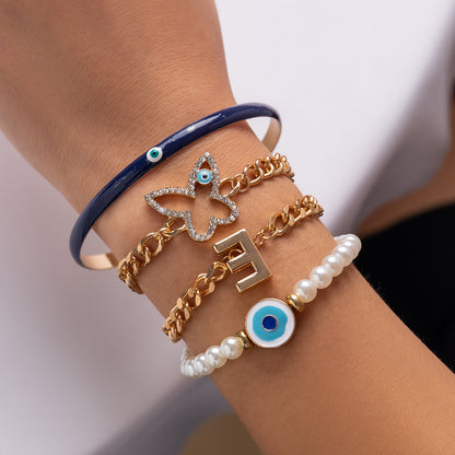 Imitation Pearl Demon Eye Bracelet