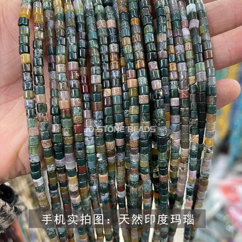 4X4mm powder crystal jade round tube loose beads