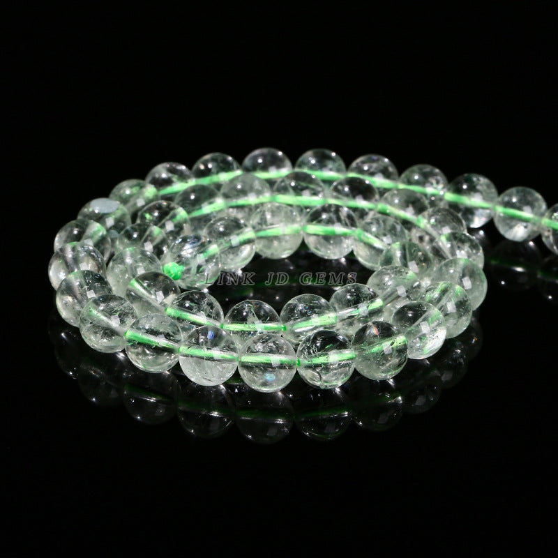 Pulsera de cuentas sueltas de cristal verde natural de alta transparencia 