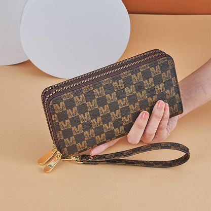 Double zipper multi-card clutch bag