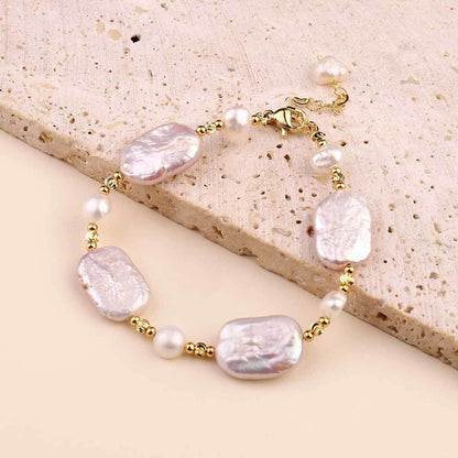 Freshwater pearl Flower natural stone jewelry bracelet.