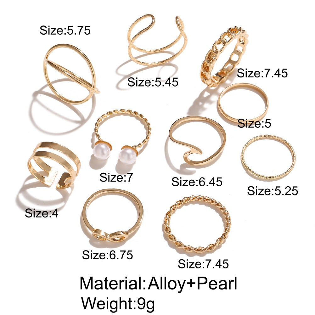 Open two pearl ring set of 10