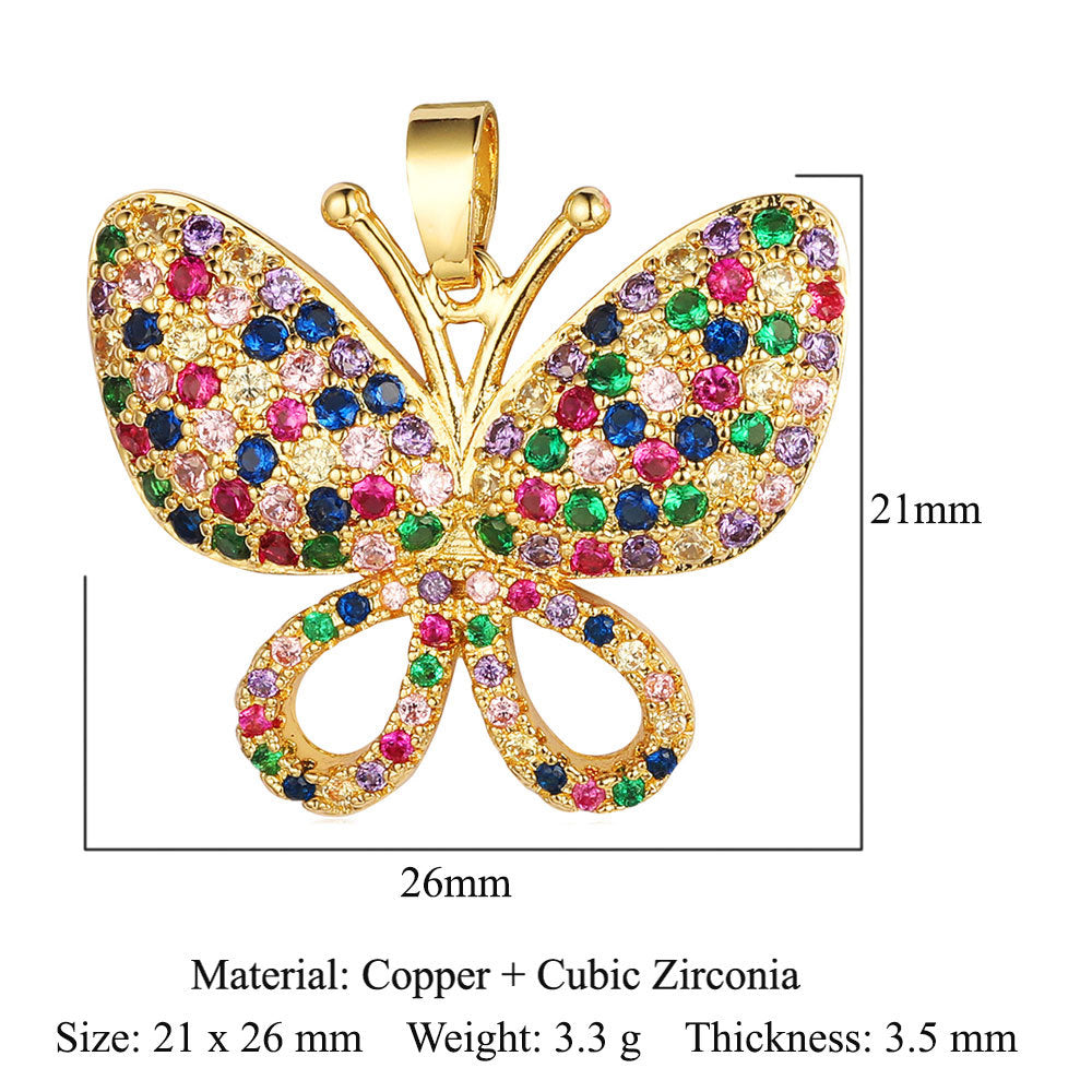 Copper zircon butterfly deer crystal pendant