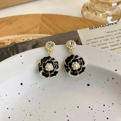 Pearl White Camellia Earrings