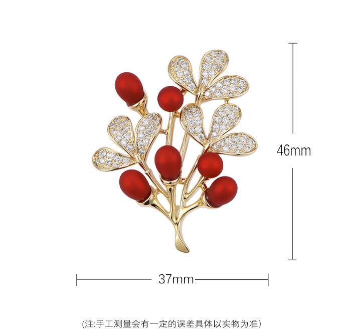 Fortune Tree Red Brooch