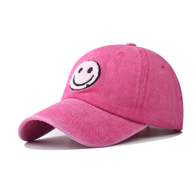 Gorra de béisbol con parche sonriente vintage lavada 