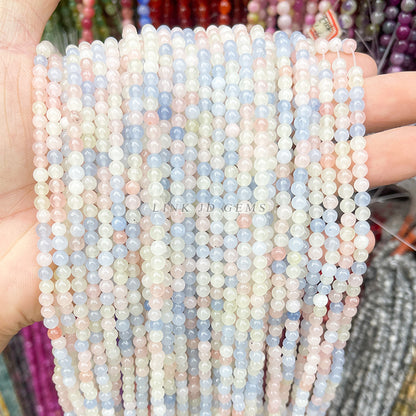 4mm mixed color chalcedony loose beads added color round beads