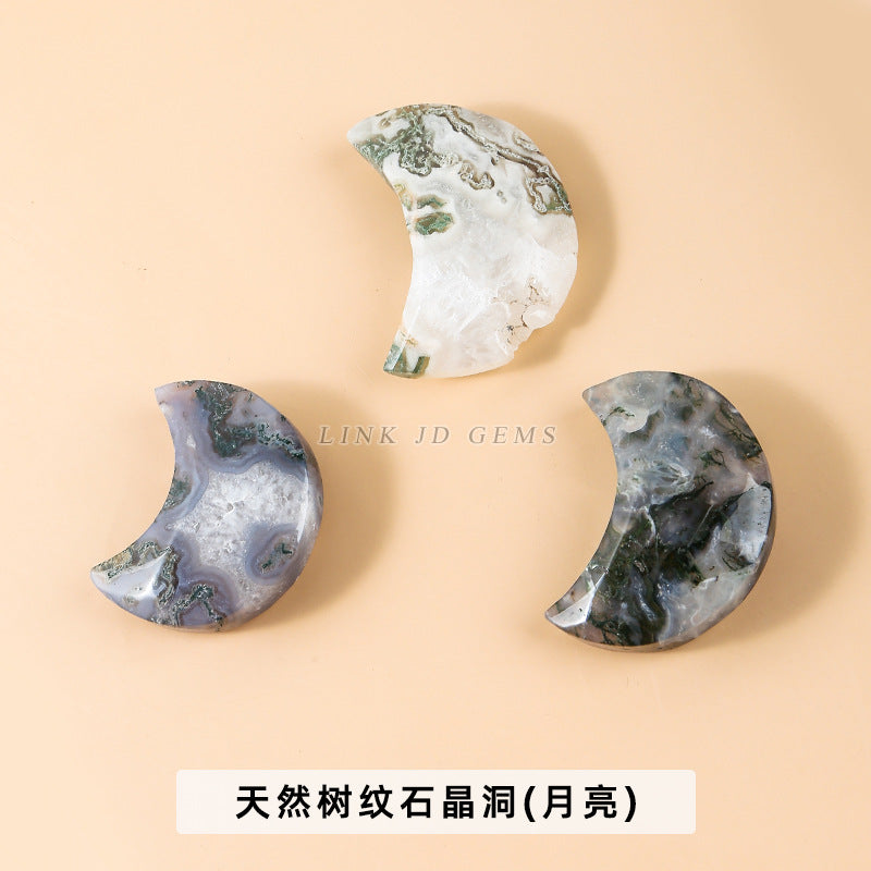 Natural agate crystal hole star moon love shaped loose beads