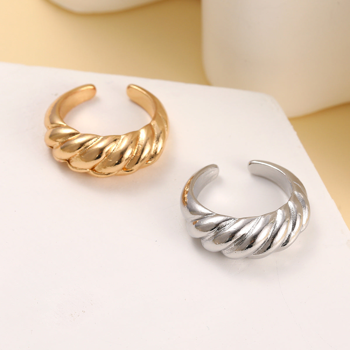 Alloy Band Stripe Open Ring