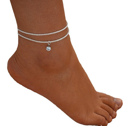 Sparkling zircon anklet 2-piece set