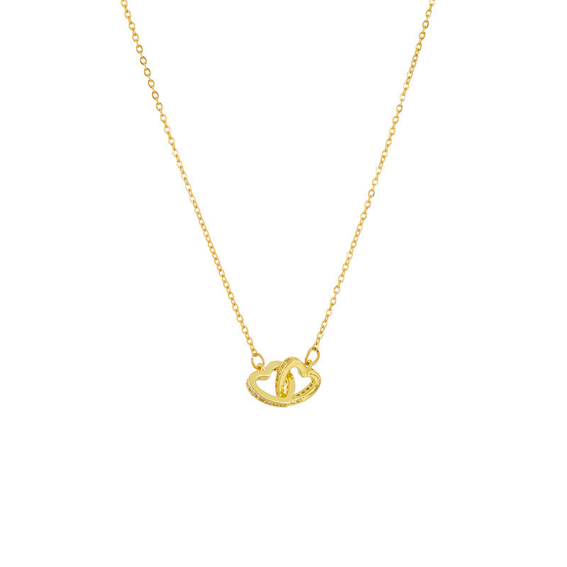 Double ring full diamond love necklace