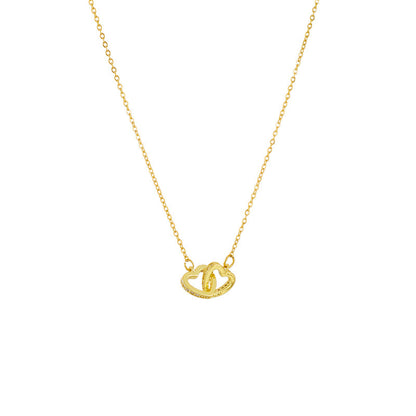 Double ring full diamond love necklace