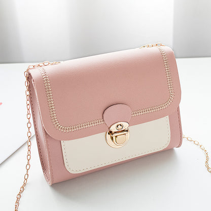 Contrasting color bag cover lock chain bag