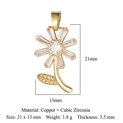 Heart-shaped colored zirconium copper micro-inlaid necklace pendant