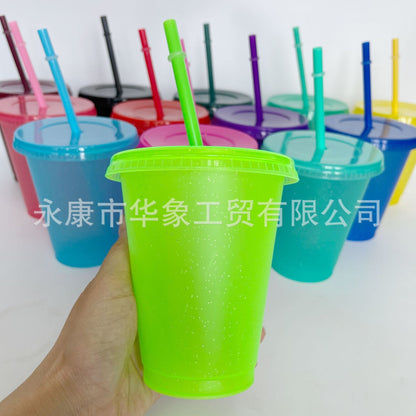 Popular pp glitter plastic cup 16oz