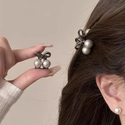 Pinza pequeña de metal con forma de mariposa para agarrar el pelo roto, accesorios para el cabello con perlas 