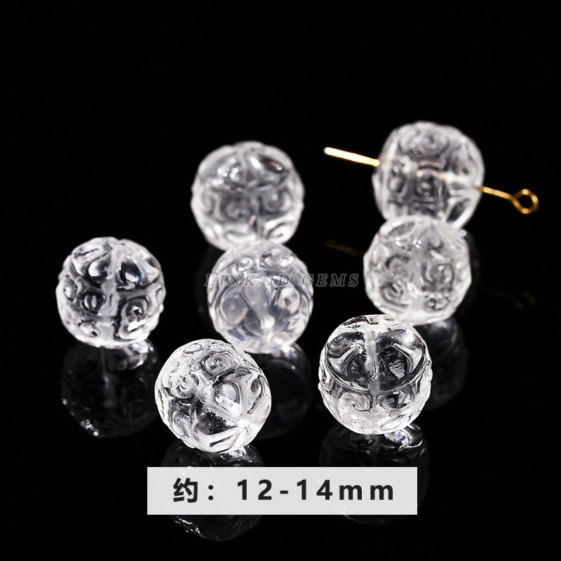 Natural white crystal jewelry accessories loose bead engraving