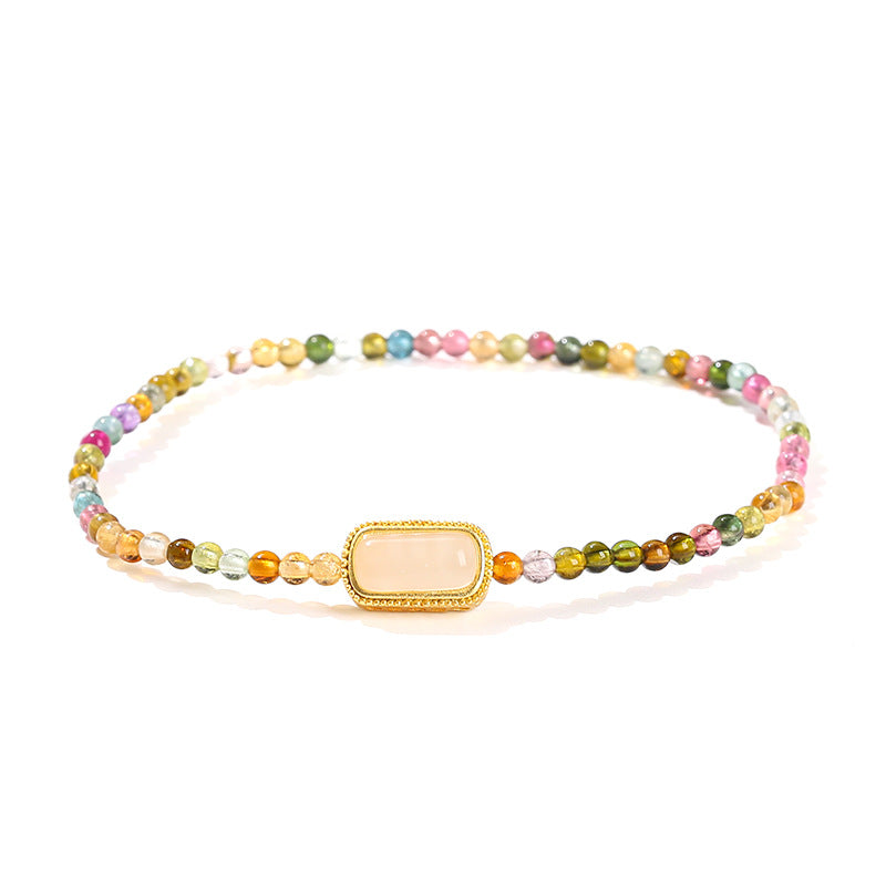 8A Natural Ice Transparent Rainbow Tourmaline Bracelet